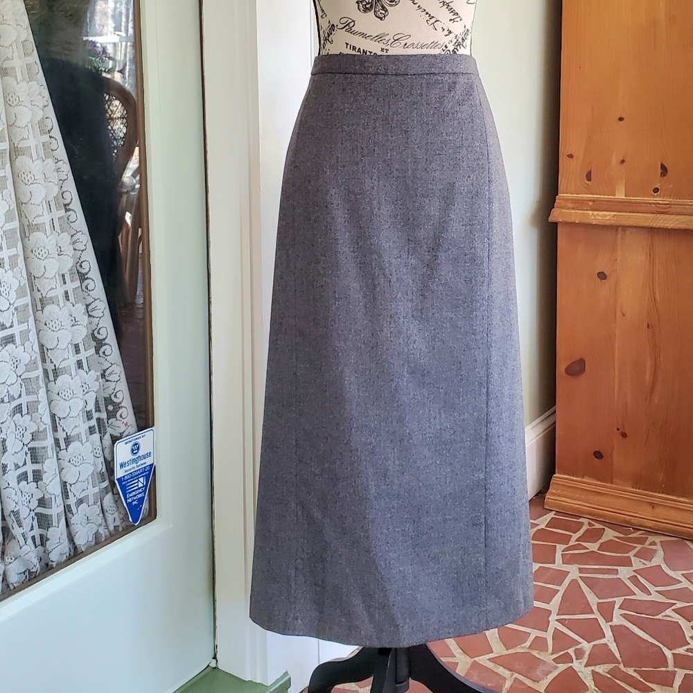 J. Crew Gray Wool Blend Midi Skirt